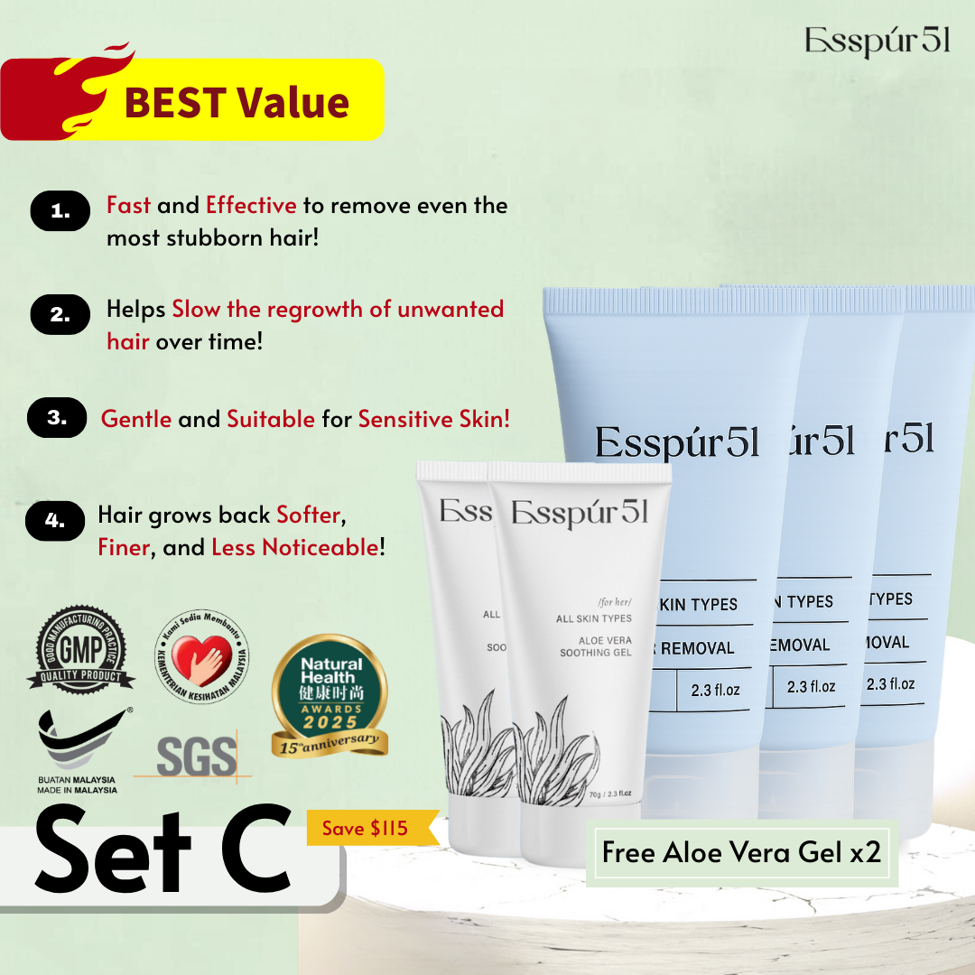 SET C - Hair Removal Cream x3 + Free Aloe Vera x2